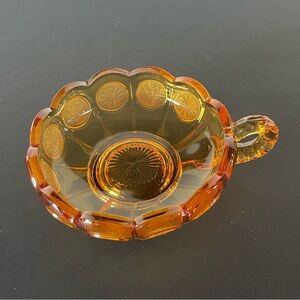 Vintage Fostoria Amber Coin Handled Bowl